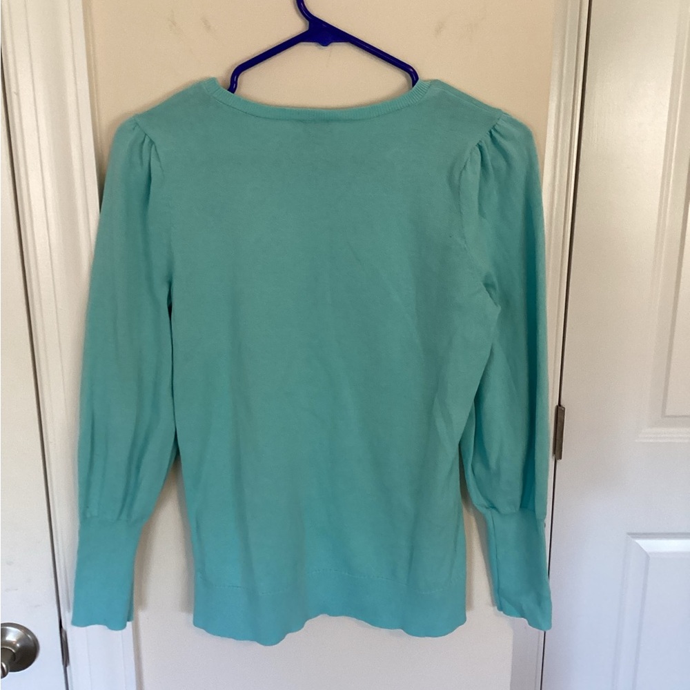 Talbots puff sleeve crewneck in mint green, size-petite small